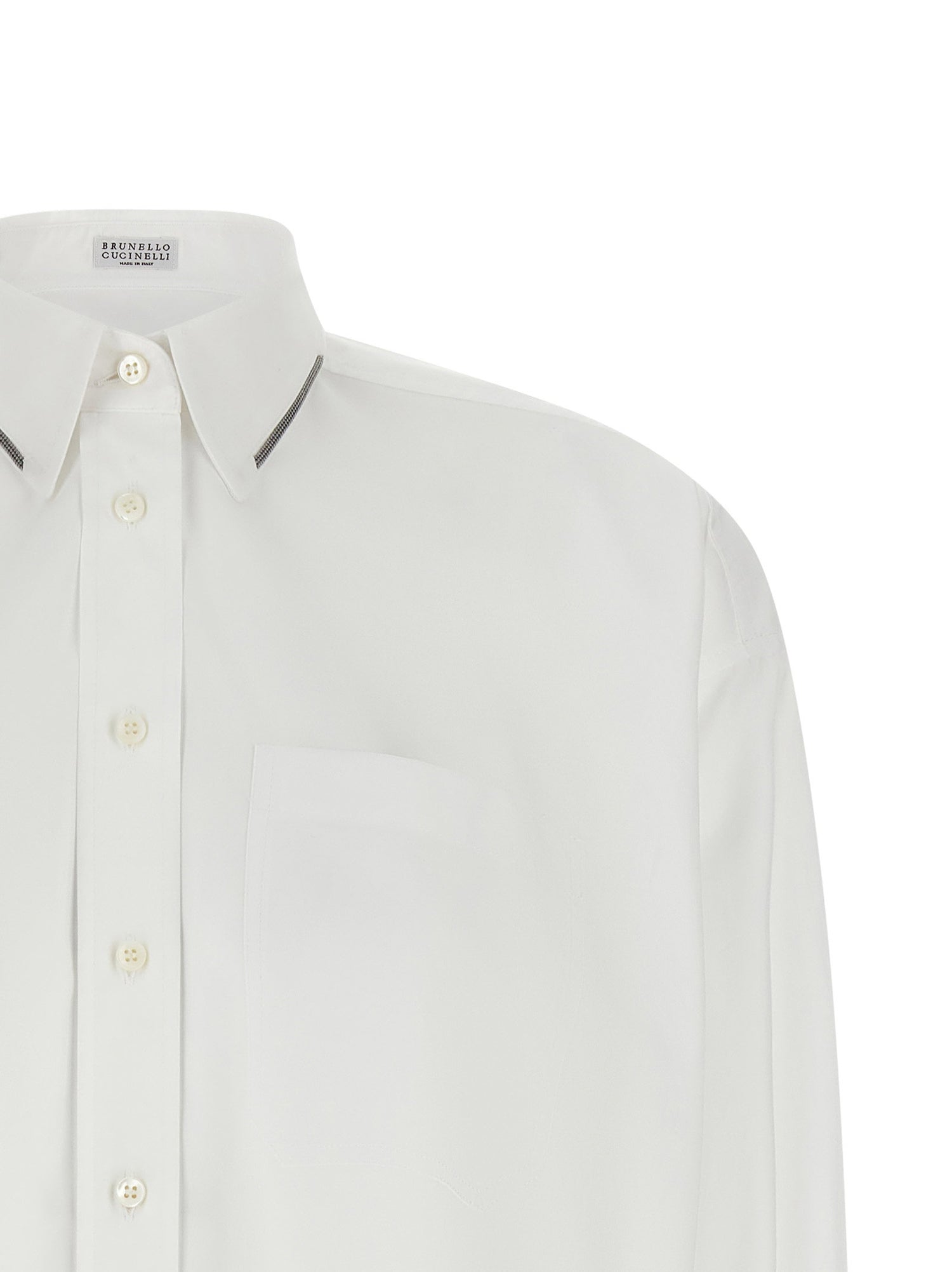 Brunello Cucinelli Shiny Trim Shirt White
