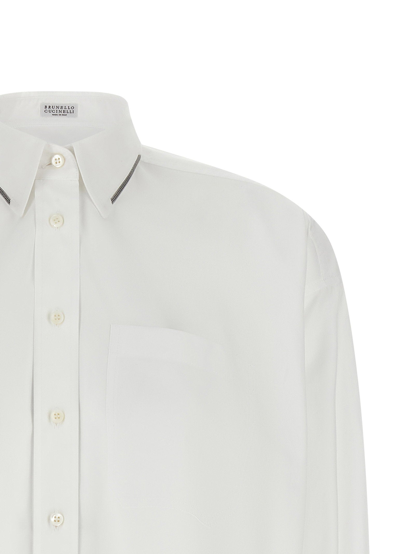 Brunello Cucinelli Shiny Trim Shirt White