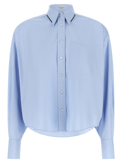 Brunello Cucinelli Shiny Trim Shirt Light blue