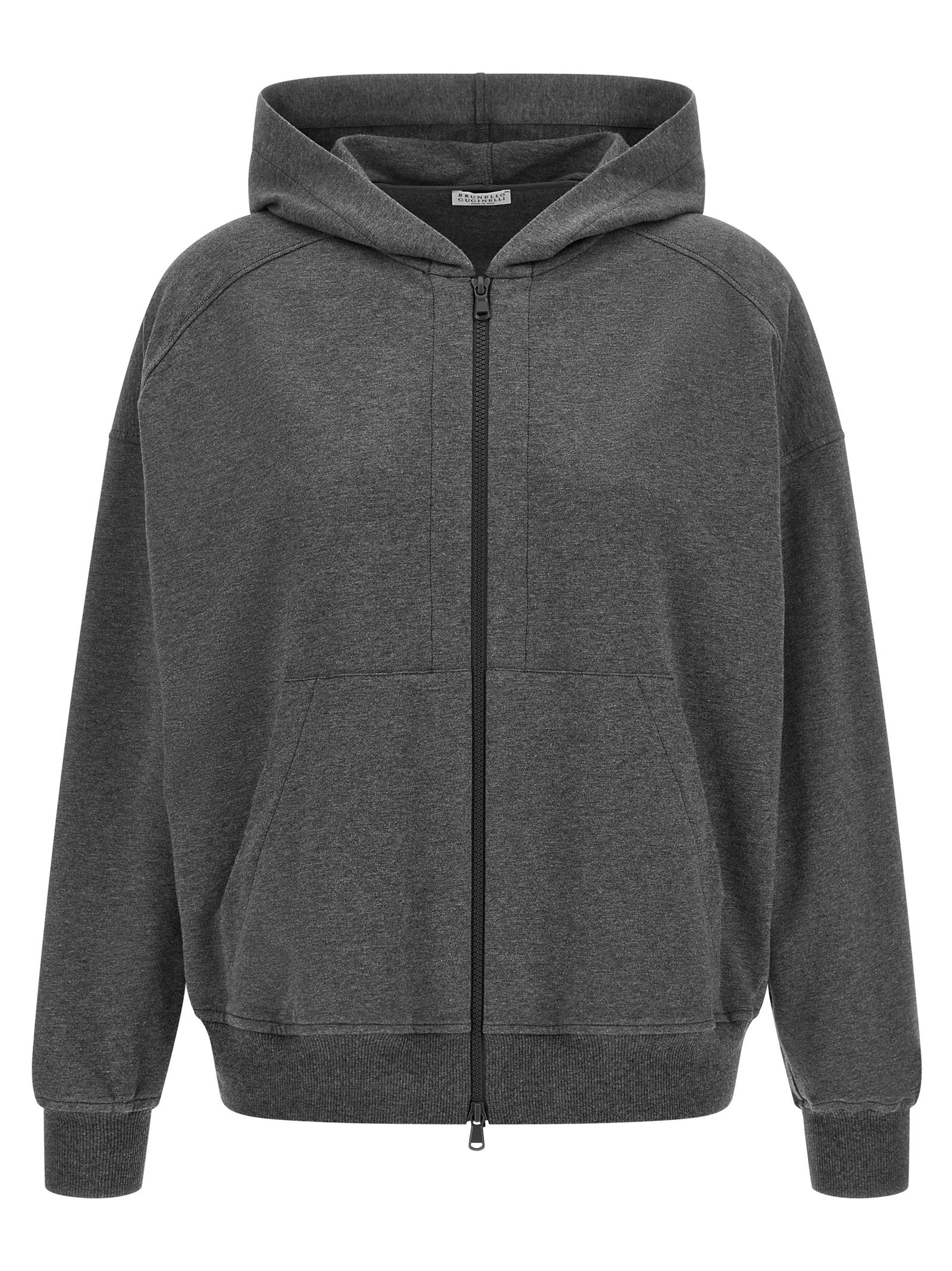 Brunello Cucinelli Shiny Trims Hoodie Gray