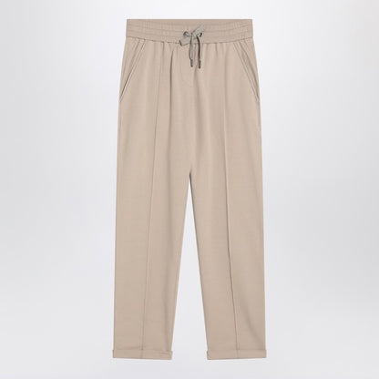 Brunello Cucinelli Beige Cotton Joggers with Drawstring Waist Beige