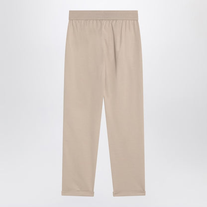 Brunello Cucinelli Beige Cotton Joggers with Drawstring Waist Beige