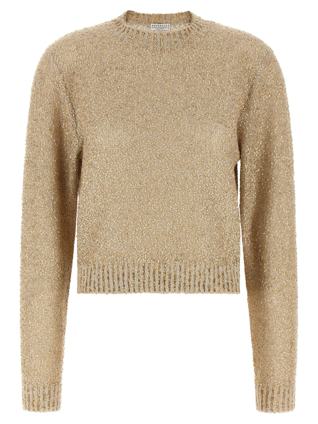 Brunello Cucinelli Micro Sequin Sweater Gold