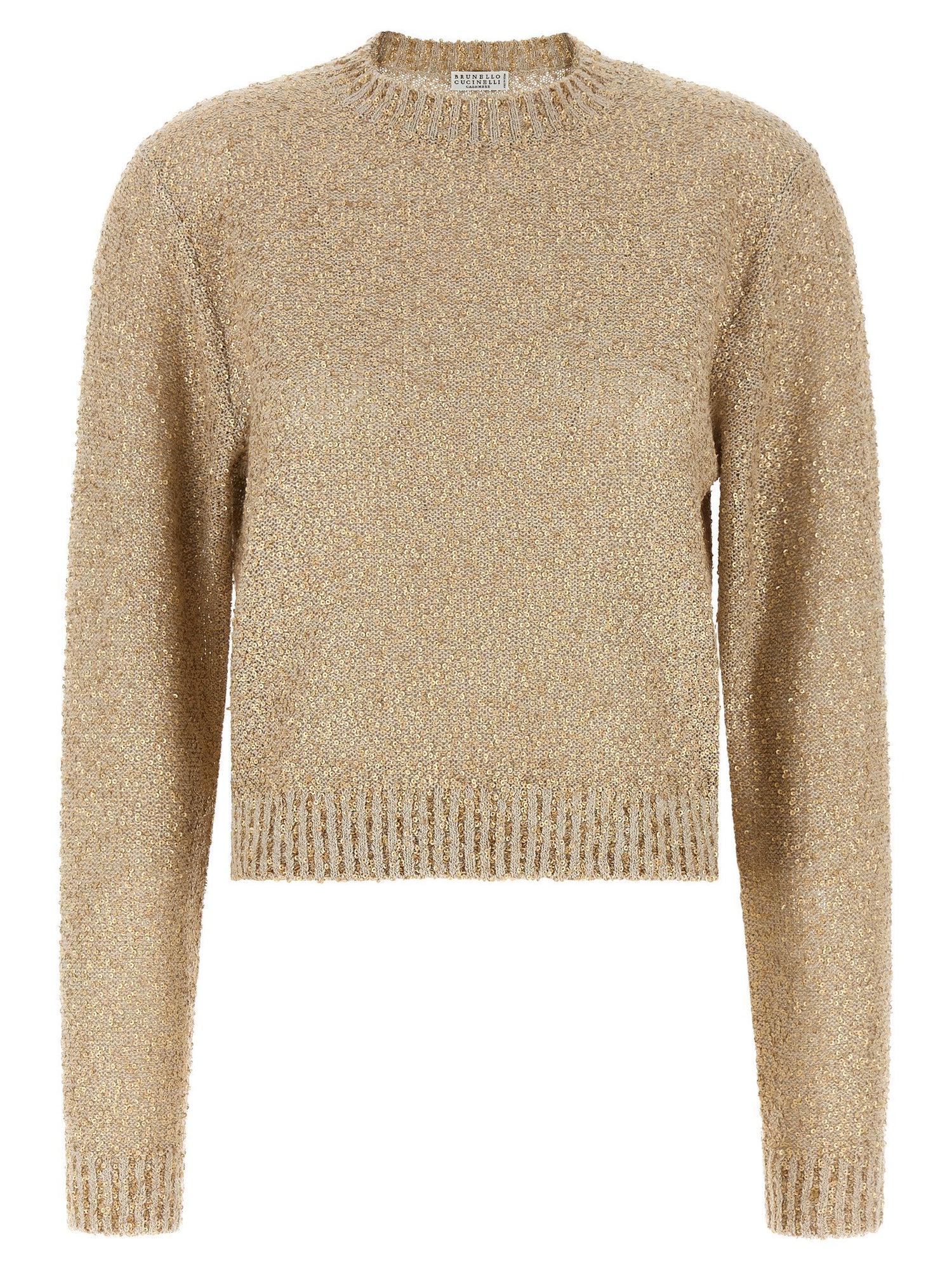 Brunello Cucinelli Micro Sequin Sweater Gold