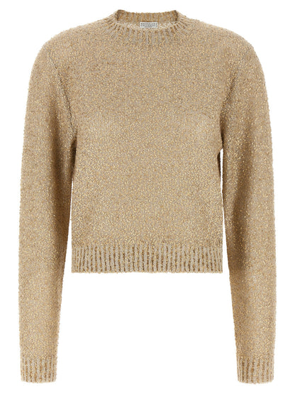 Brunello Cucinelli Micro Sequin Sweater Gold