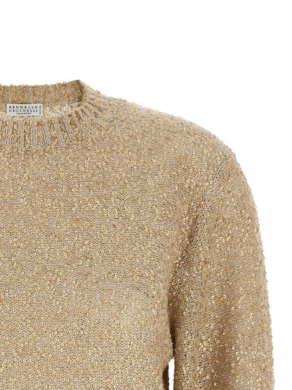 Brunello Cucinelli Micro Sequin Sweater Gold