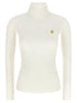 Elisabetta Franchi Turtleneck Embroidery à Jour White