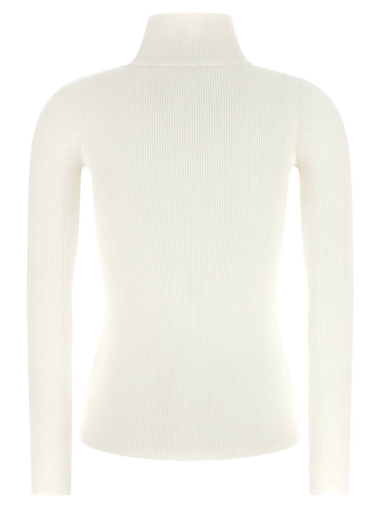 Elisabetta Franchi Turtleneck Embroidery à Jour White