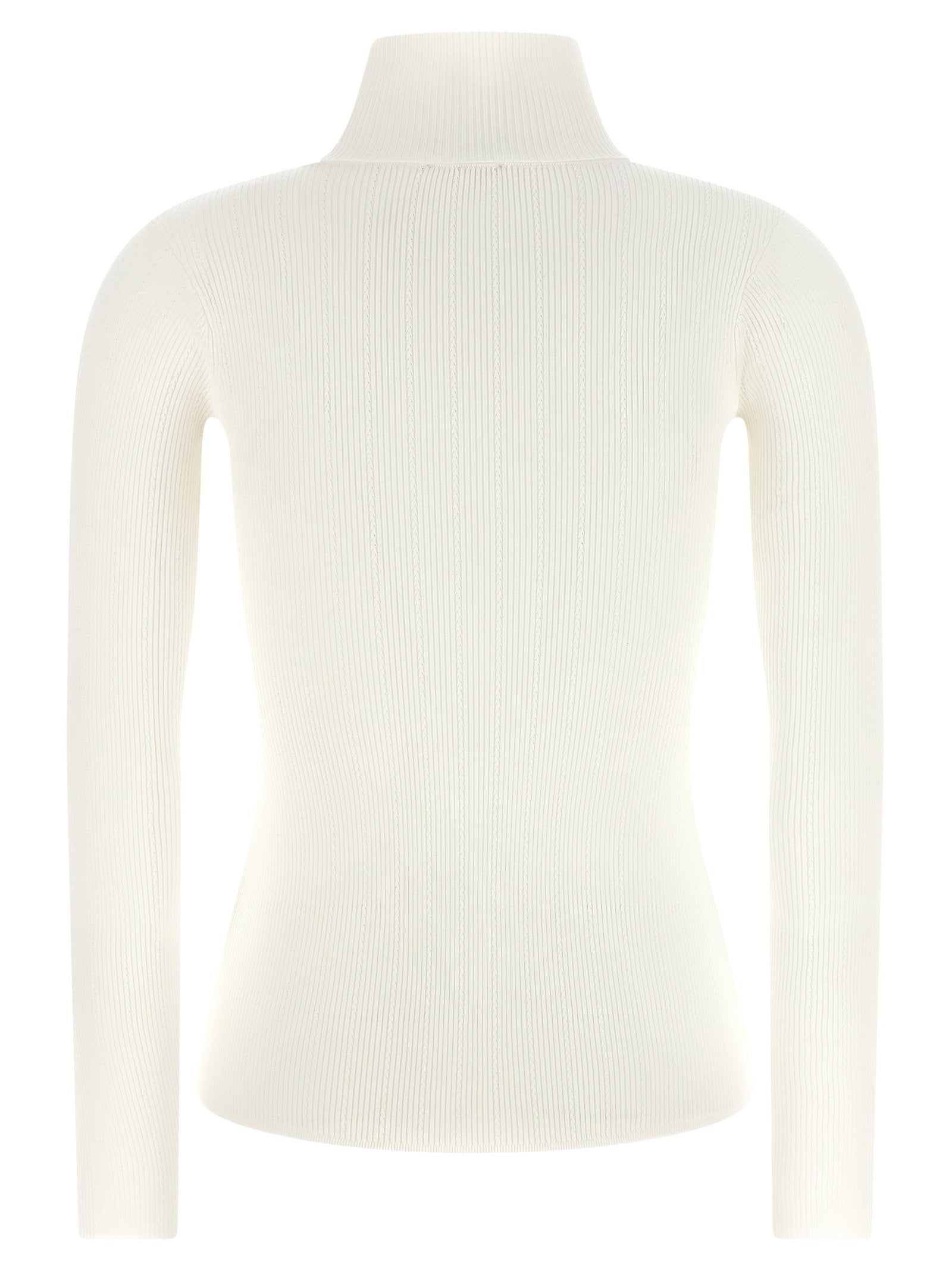 Elisabetta Franchi Turtleneck Embroidery à Jour White
