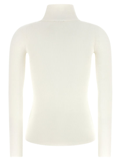 Elisabetta Franchi Turtleneck Embroidery à Jour White