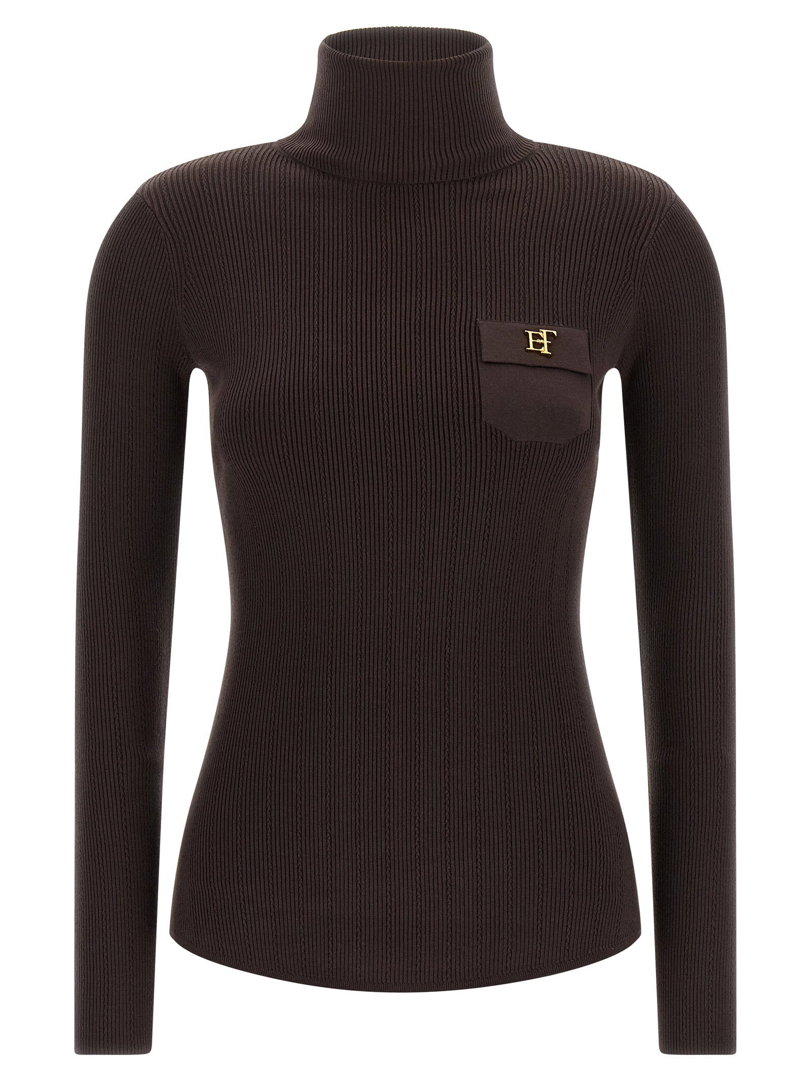 Elisabetta Franchi Tricot Turtleneck Brown