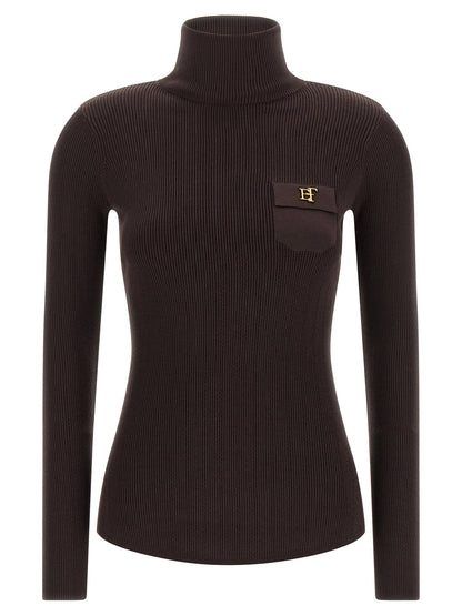 Elisabetta Franchi Tricot Turtleneck Brown