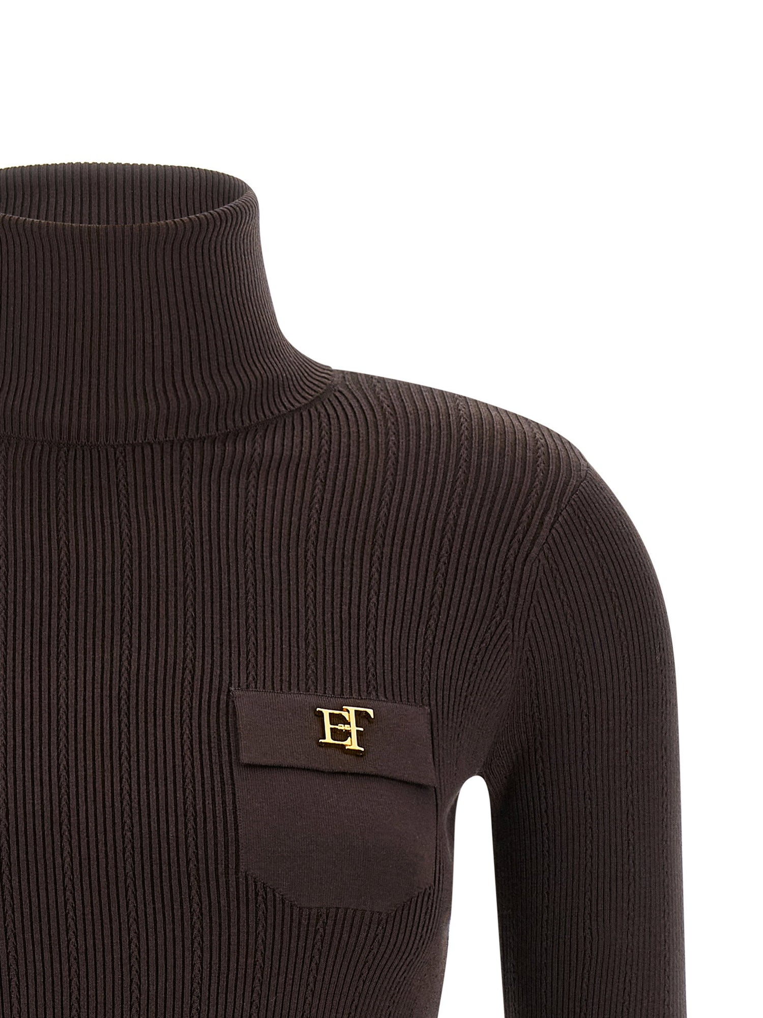 Elisabetta Franchi Tricot Turtleneck Brown