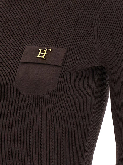 Elisabetta Franchi Tricot Turtleneck Brown