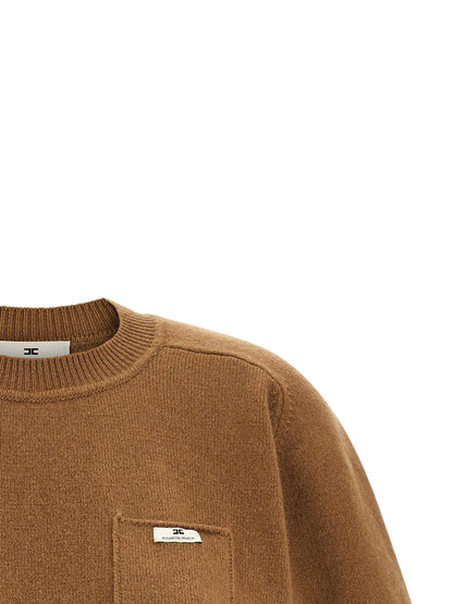 Elisabetta Franchi Wool And Cashmere Top Brown