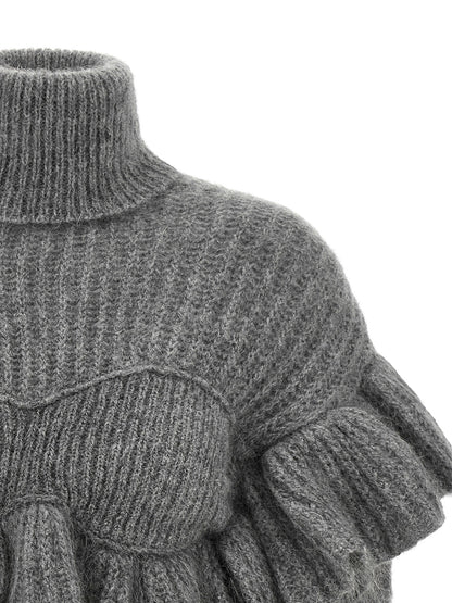 Elisabetta Franchi Ruffle Sweater Gray