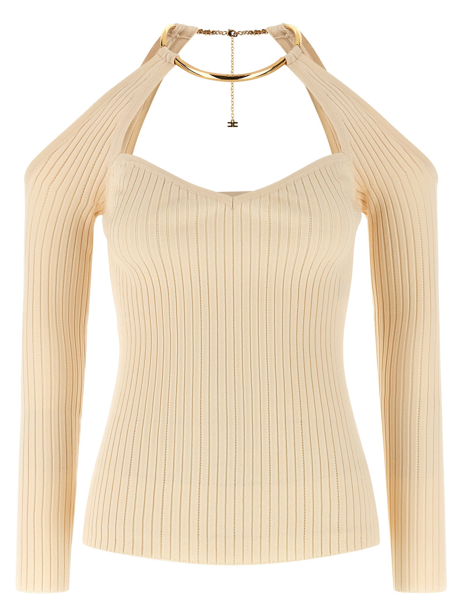 Elisabetta Franchi Necklace Sweater Beige