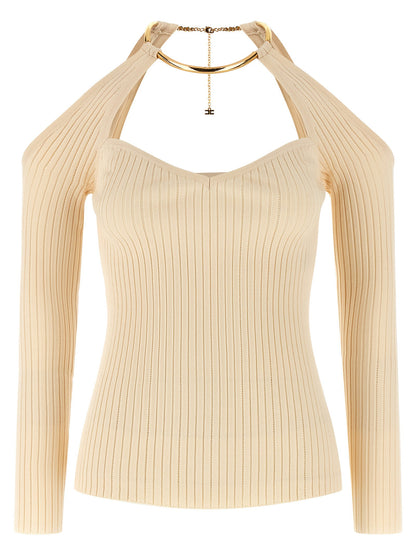 Elisabetta Franchi Necklace Sweater Beige