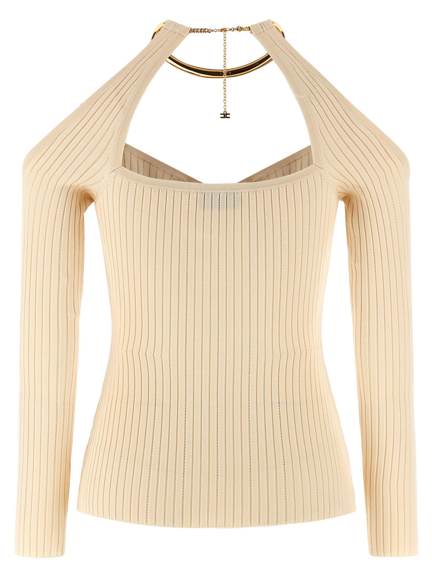 Elisabetta Franchi Necklace Sweater Beige