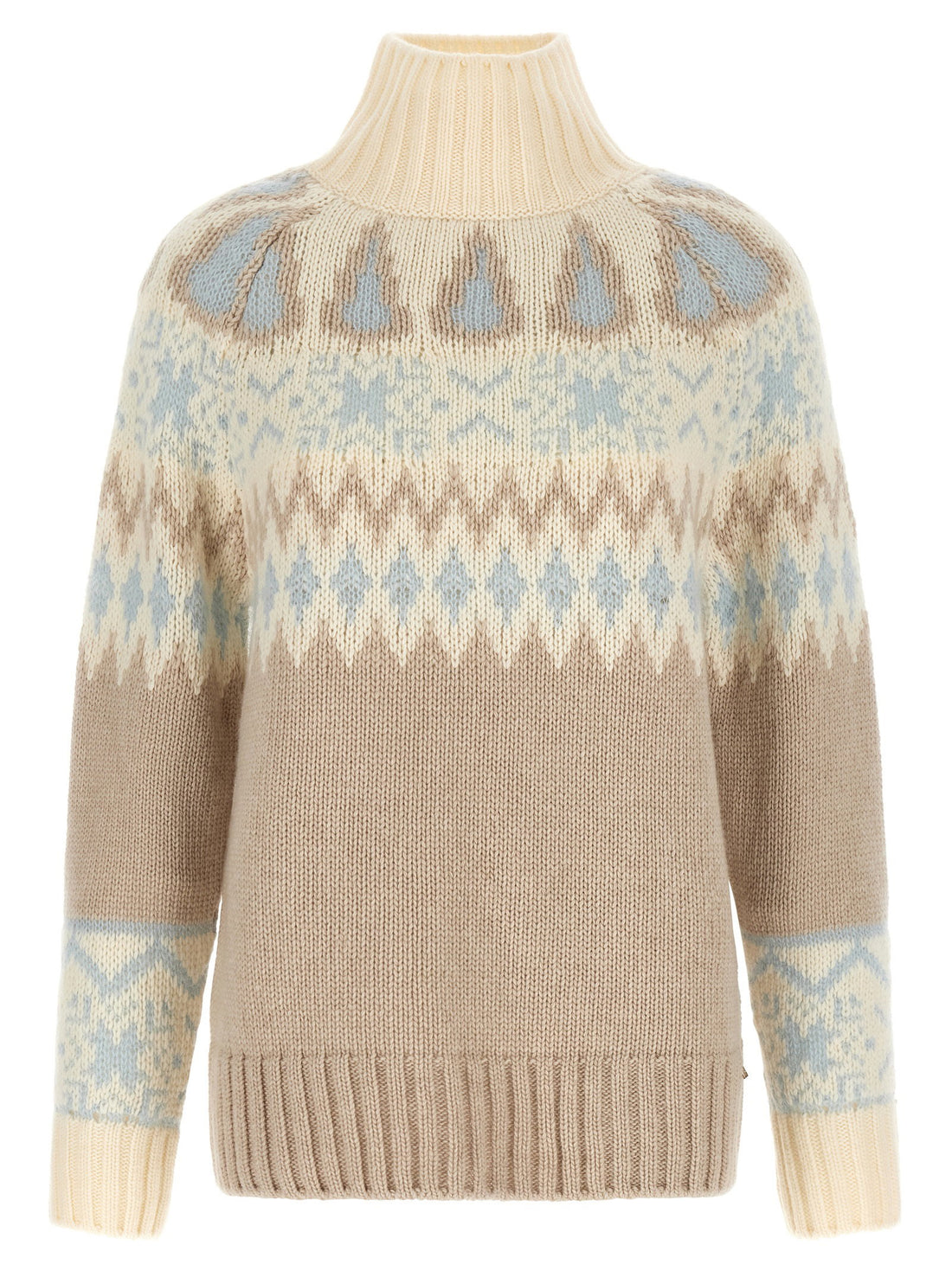 Herno Wool And Cashmere Sweater With Intarsia Beige