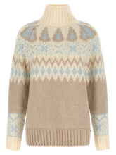 Herno Wool And Cashmere Sweater With Intarsia Beige