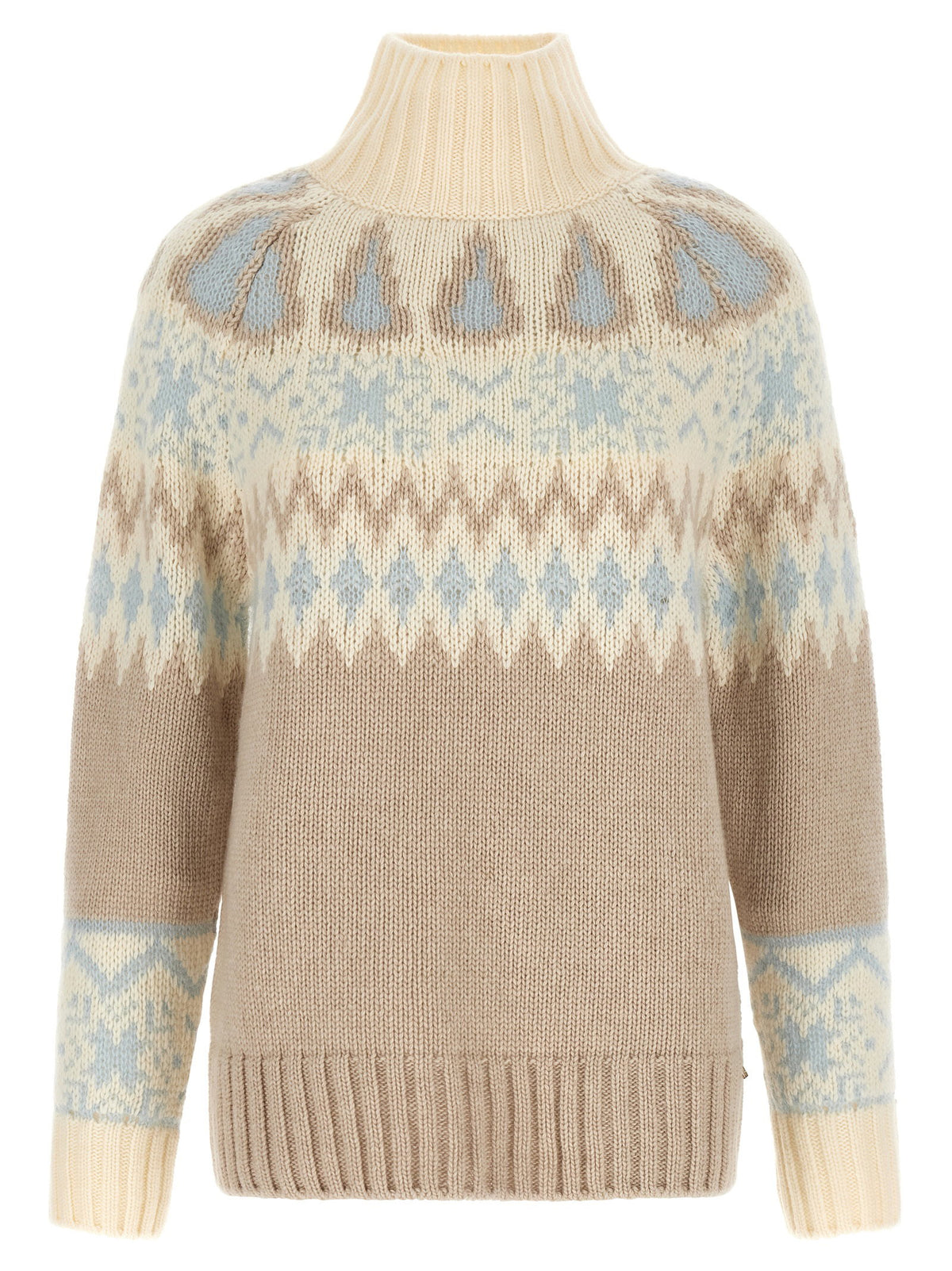 Herno Wool And Cashmere Sweater With Intarsia Beige