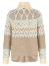 Herno Wool And Cashmere Sweater With Intarsia Beige