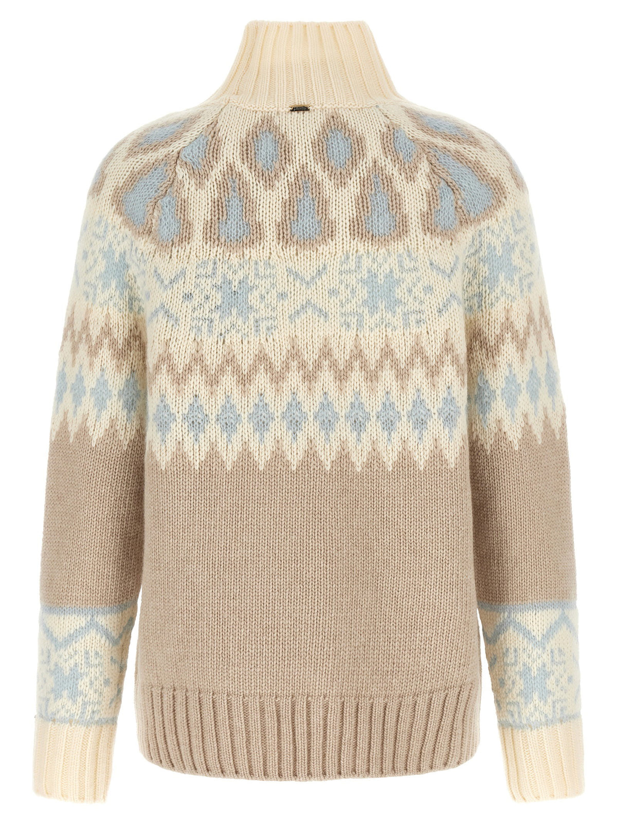 Herno Wool And Cashmere Sweater With Intarsia Beige