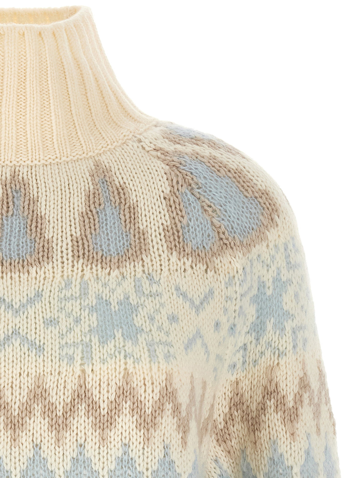 Herno Wool And Cashmere Sweater With Intarsia Beige