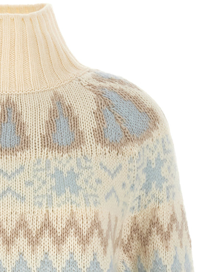 Herno Wool And Cashmere Sweater With Intarsia Beige