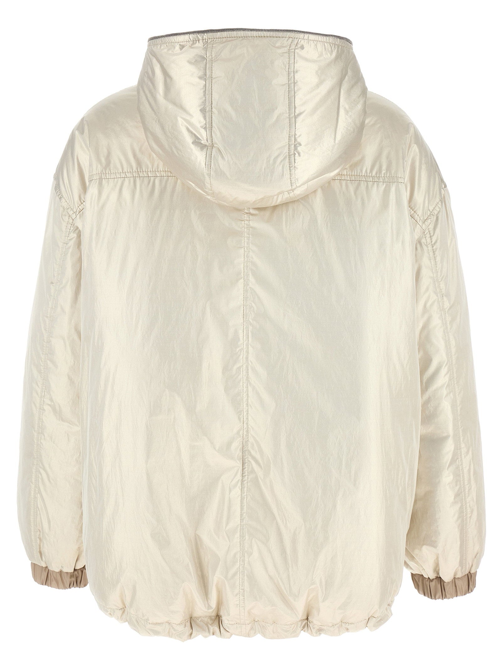 Brunello Cucinelli Laminated Reversible Down Jacket Beige