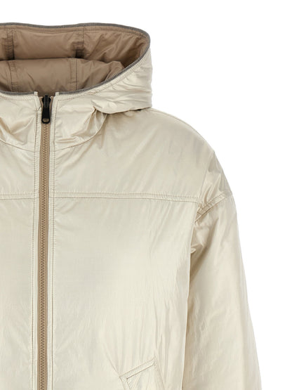 Brunello Cucinelli Laminated Reversible Down Jacket Beige