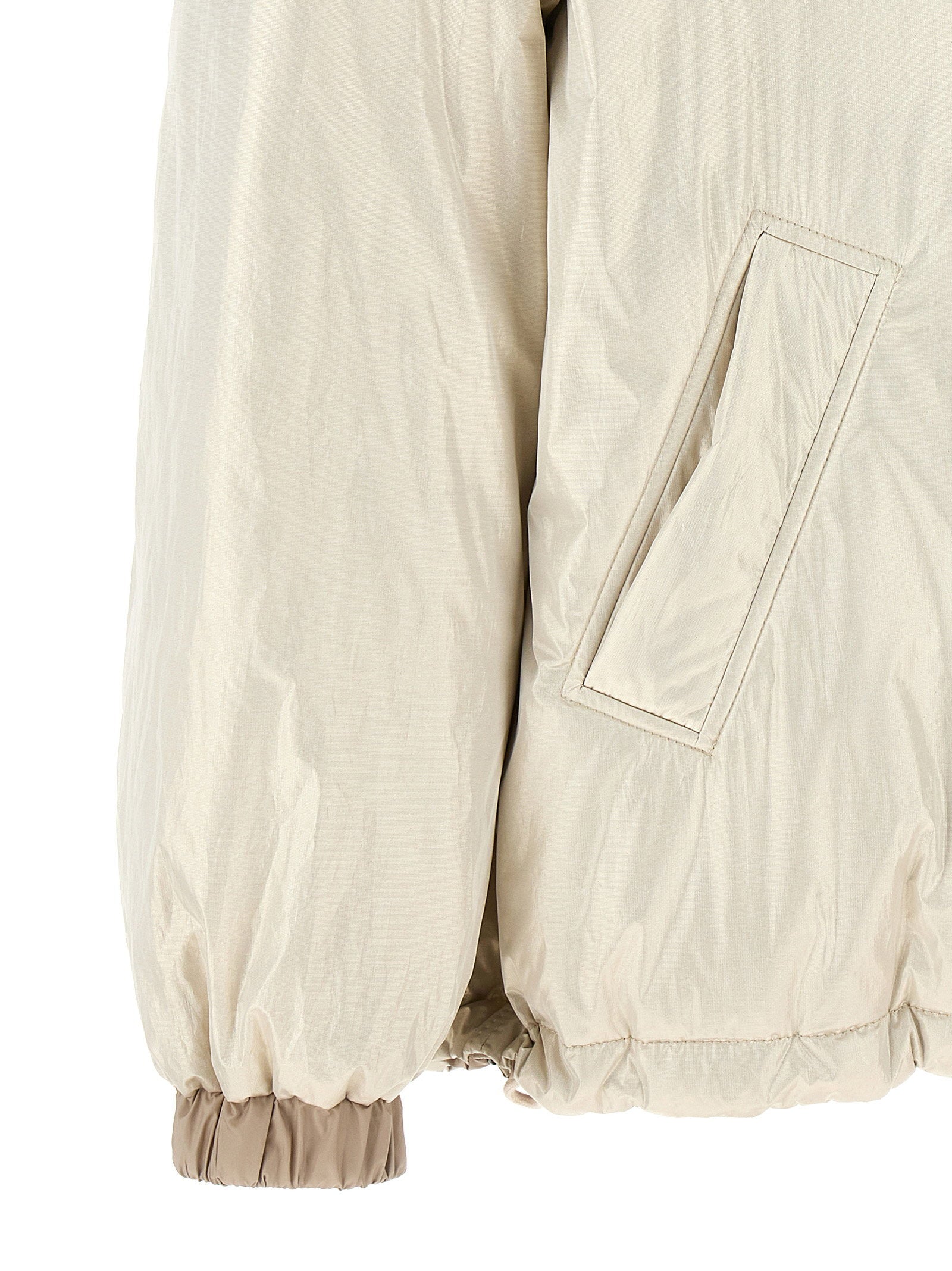 Brunello Cucinelli Laminated Reversible Down Jacket Beige