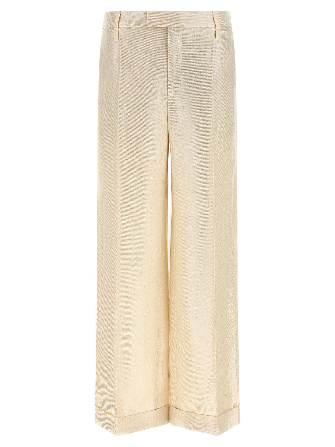 Brunello Cucinelli Lamé Linen Pants Gold