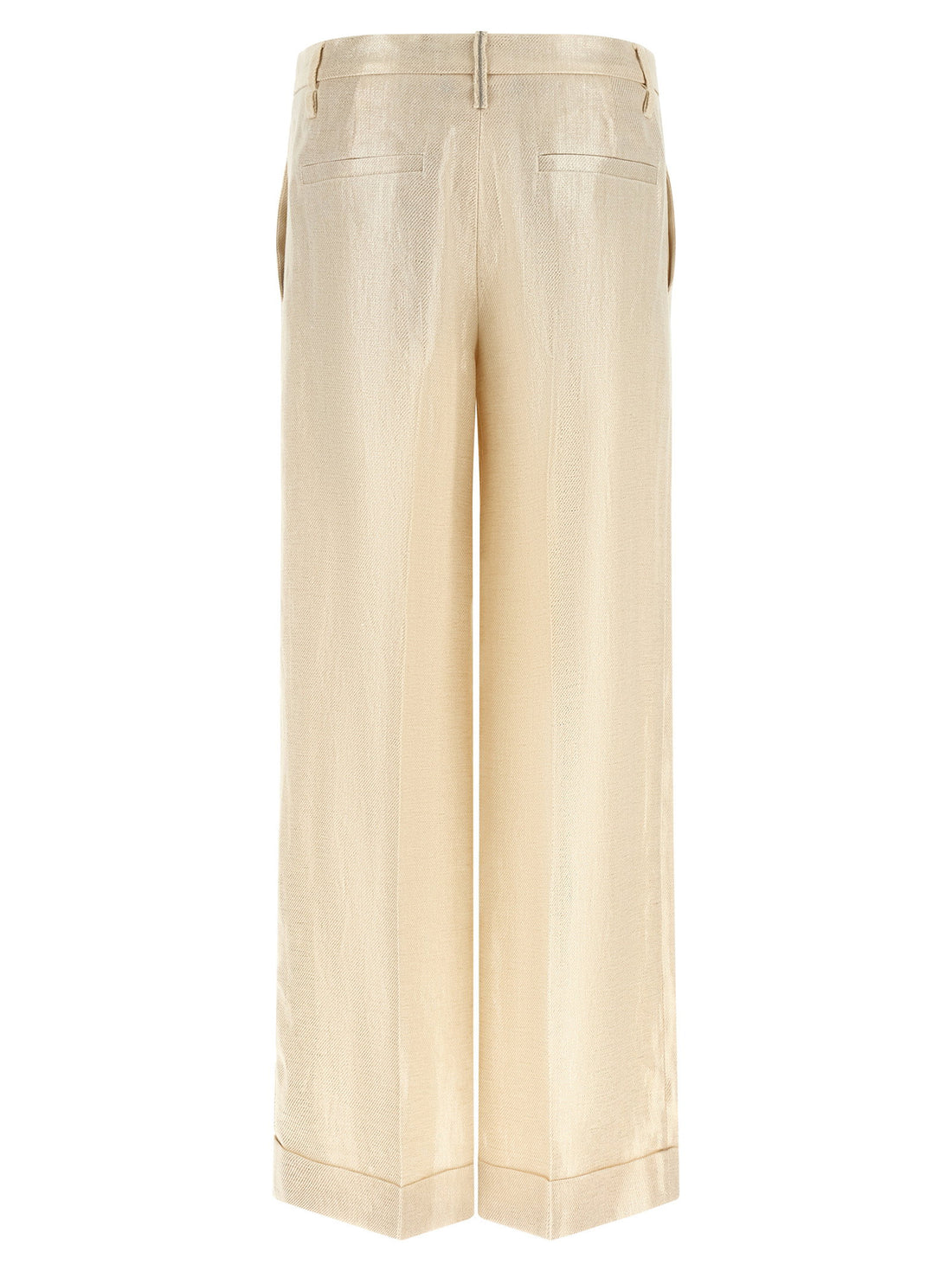 Brunello Cucinelli Lamé Linen Pants Gold