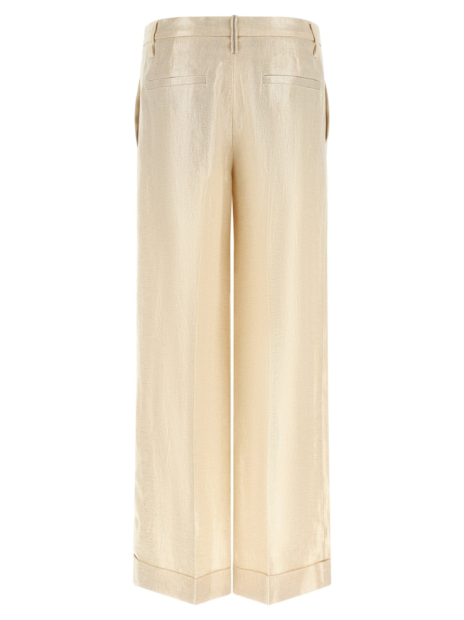 Brunello Cucinelli Lamé Linen Pants Gold