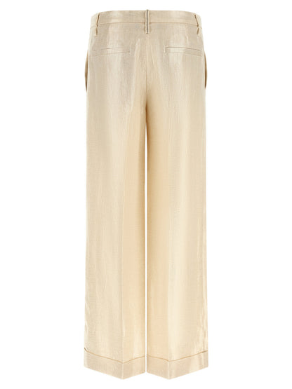 Brunello Cucinelli Lamé Linen Pants Gold