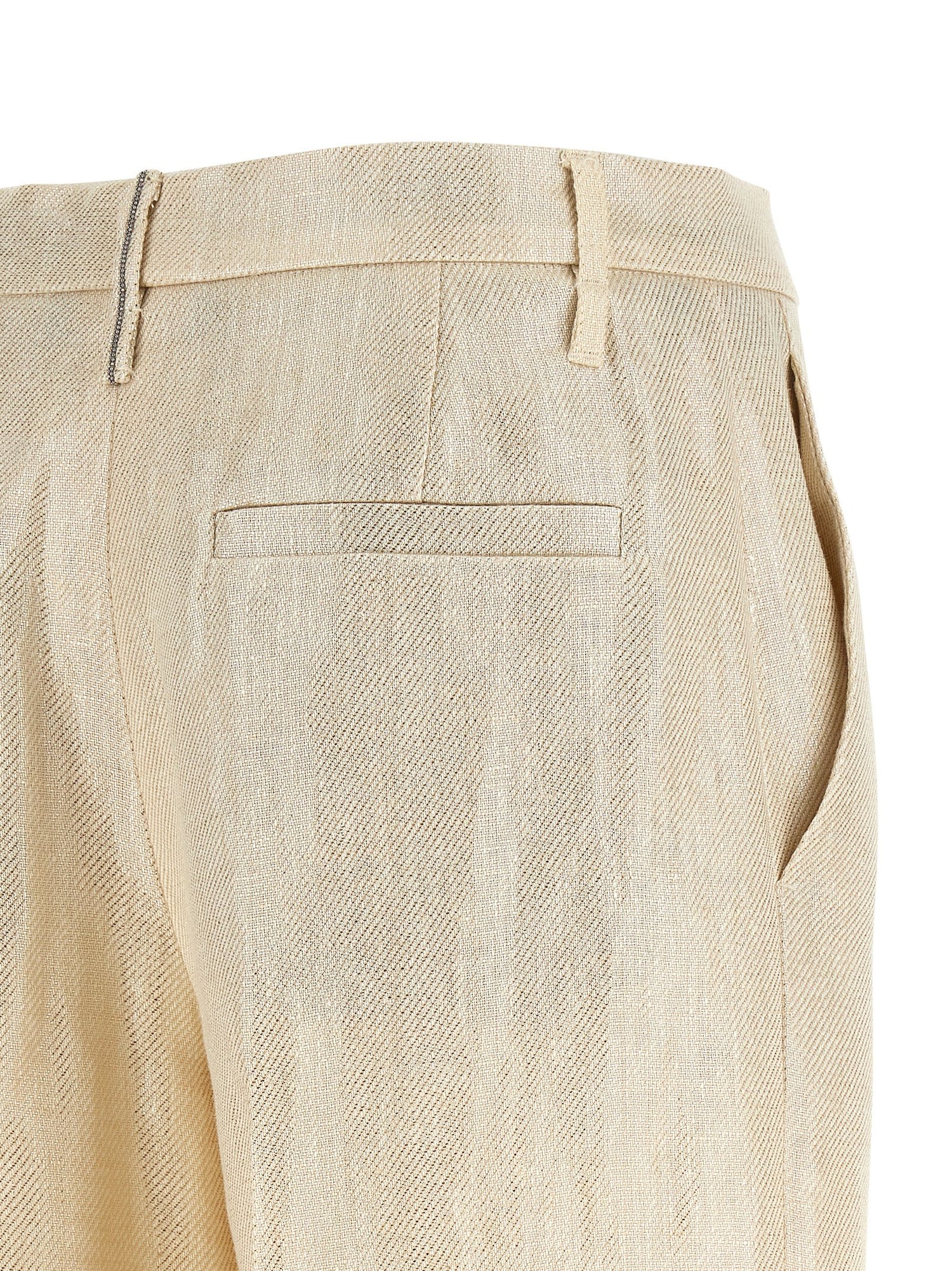 Brunello Cucinelli Lamé Linen Pants Gold