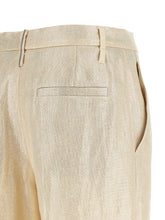 Brunello Cucinelli Lamé Linen Pants Gold