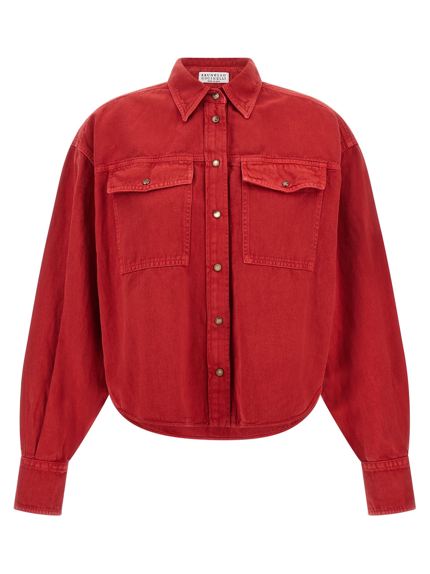 Brunello Cucinelli Cotton And Linen Shirt Red