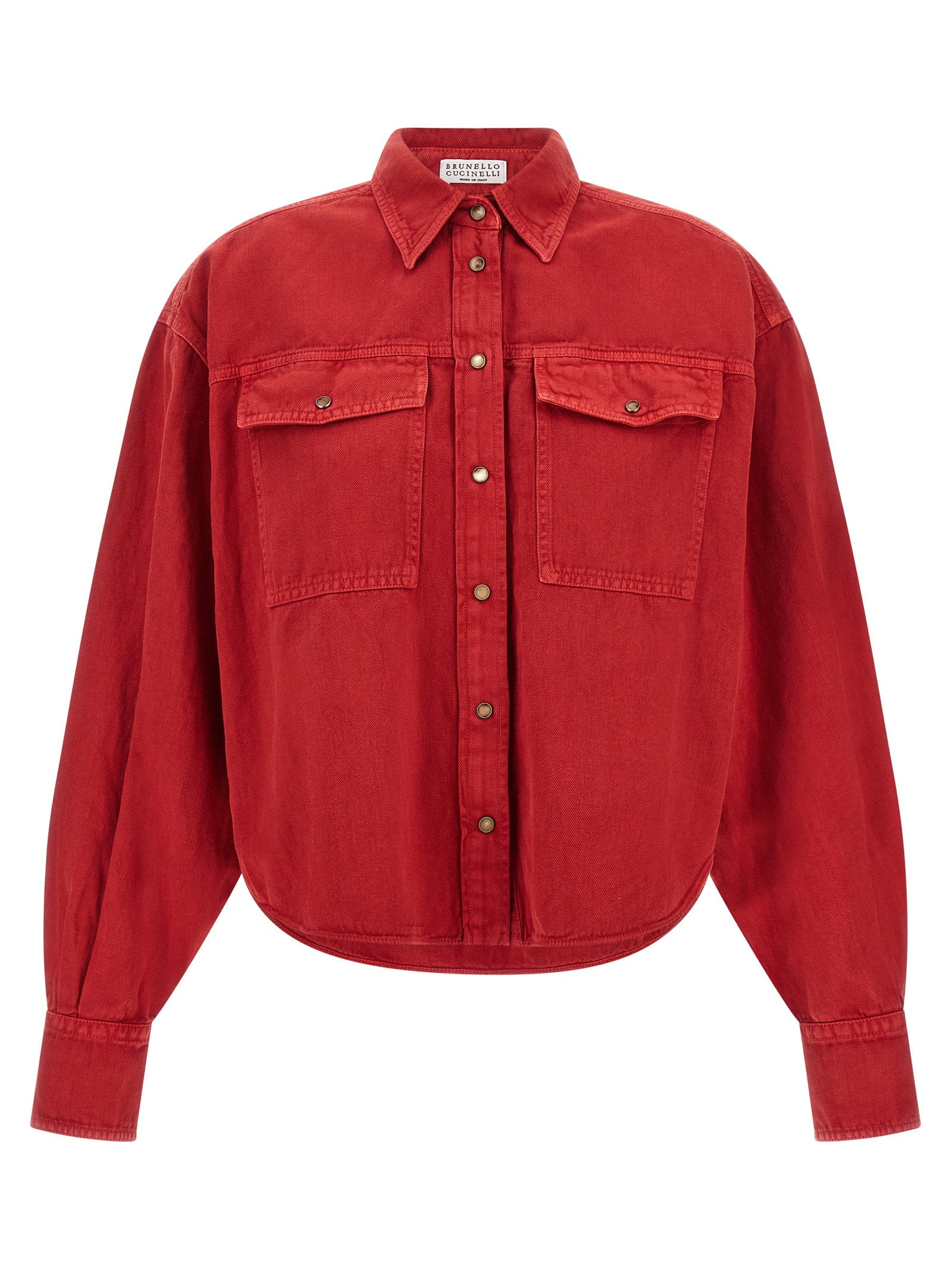 Brunello Cucinelli Cotton And Linen Shirt Red