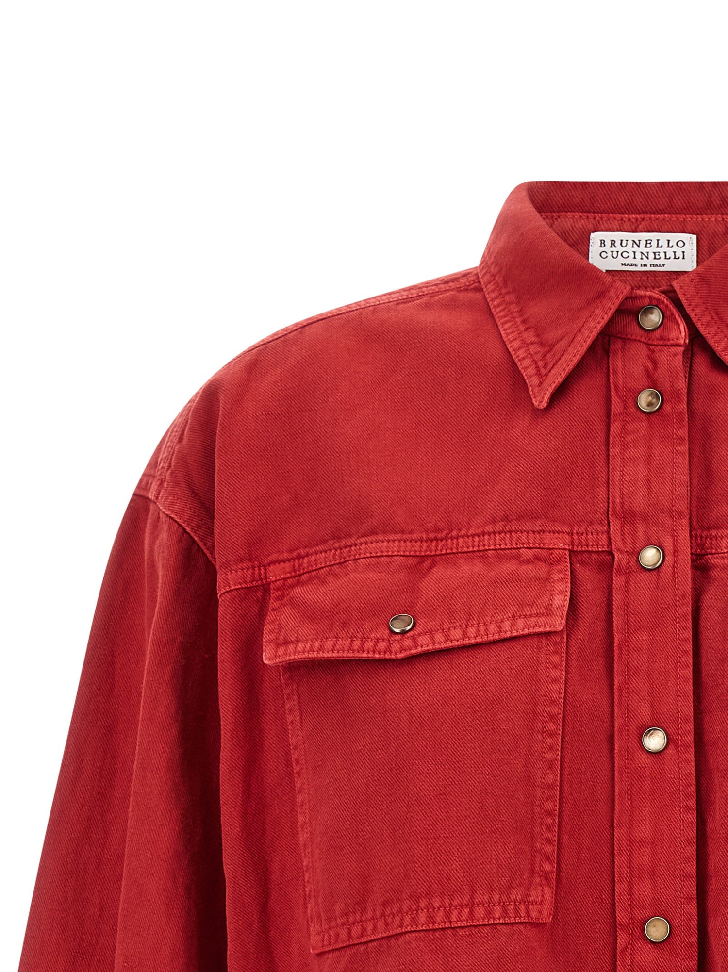 Brunello Cucinelli Cotton And Linen Shirt Red