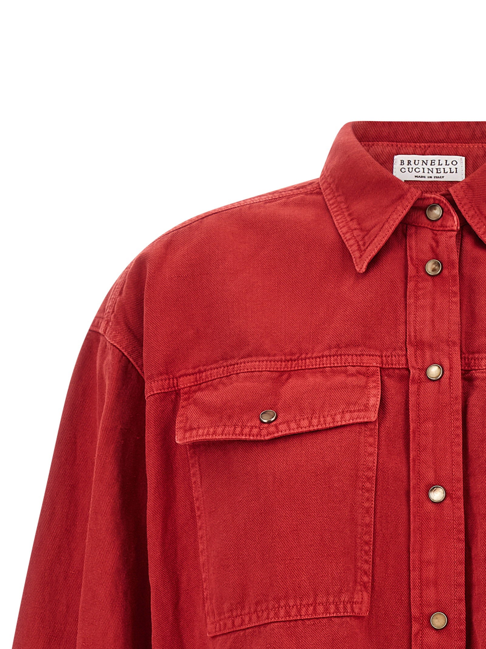 Brunello Cucinelli Cotton And Linen Shirt Red