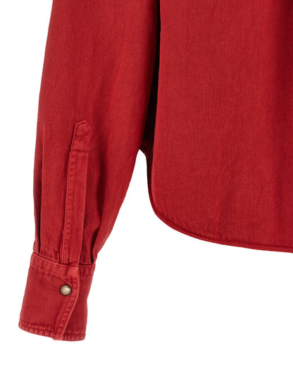 Brunello Cucinelli Cotton And Linen Shirt Red