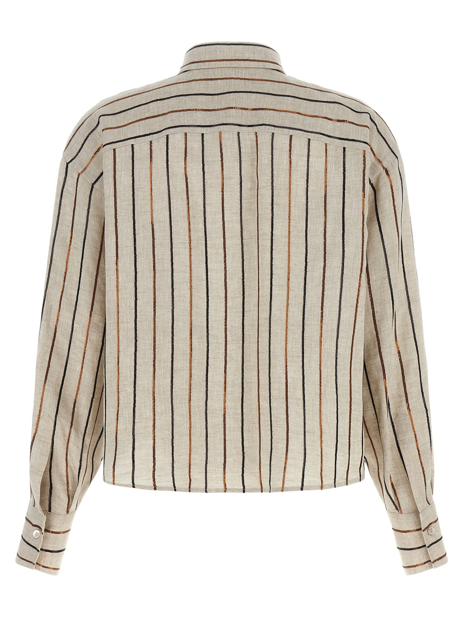 Brunello Cucinelli Sparkling Stripes Shirt Beige