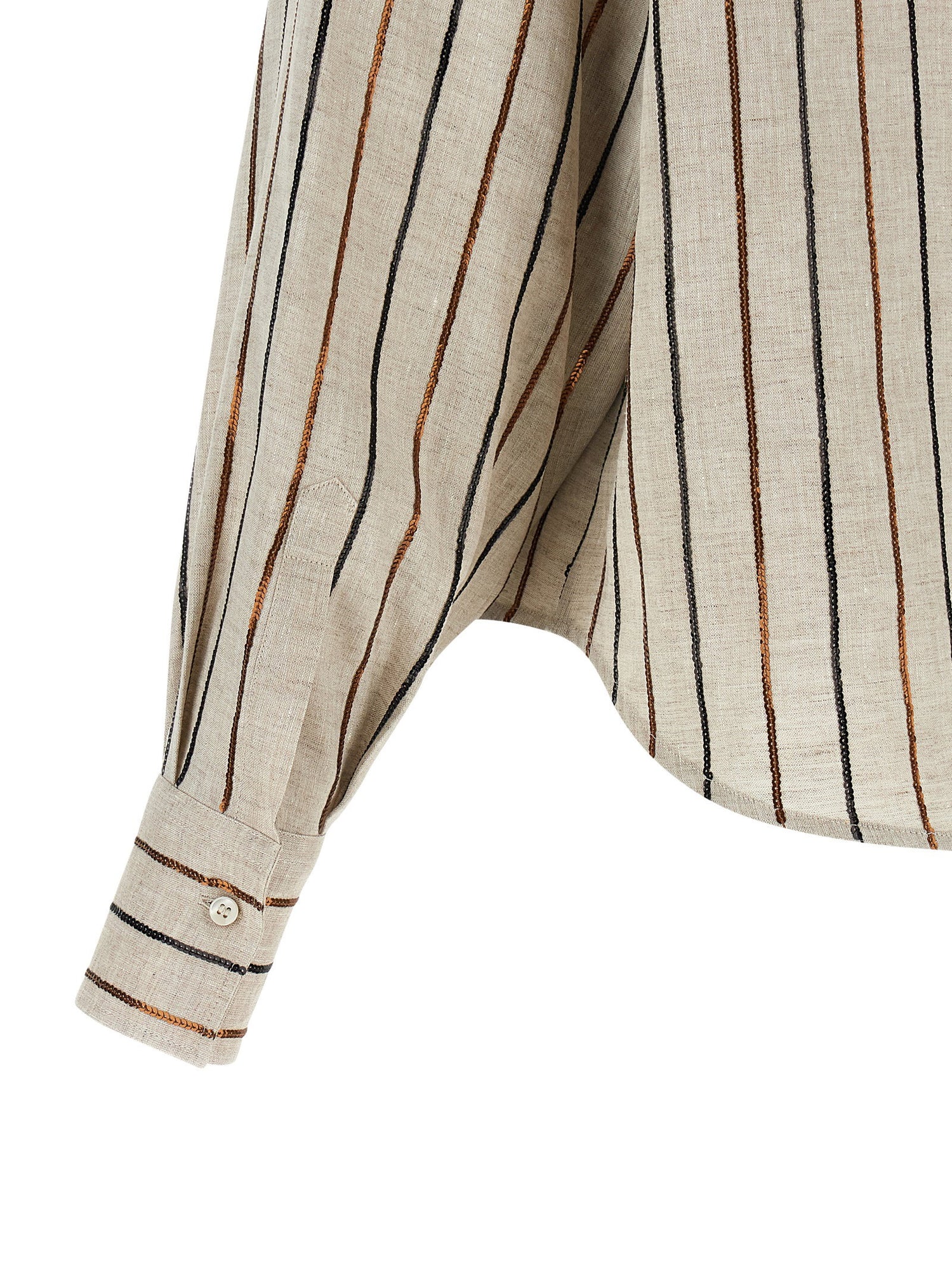 Brunello Cucinelli Sparkling Stripes Shirt Beige