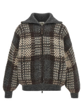 Brunello Cucinelli Double Dazzling Tartan Cardigan Gray