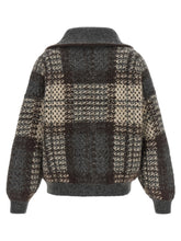 Brunello Cucinelli Double Dazzling Tartan Cardigan Gray