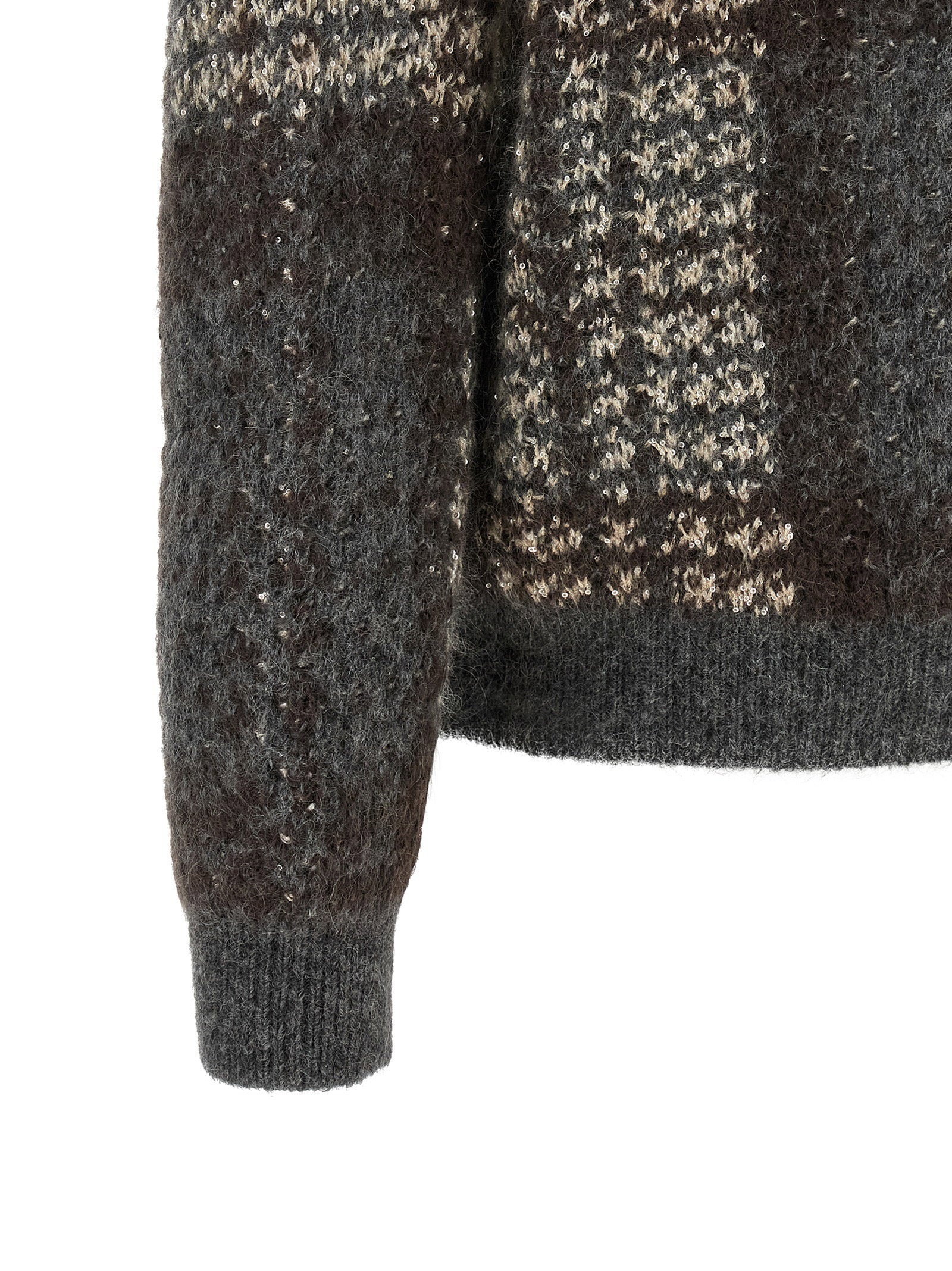 Brunello Cucinelli Double Dazzling Tartan Cardigan Gray