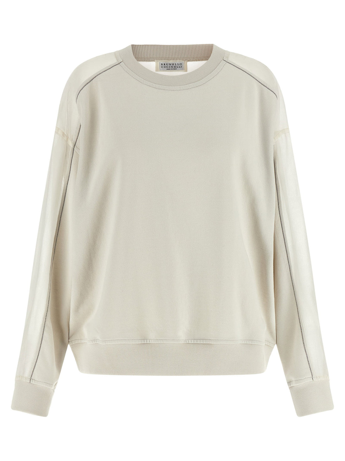 Brunello Cucinelli Organza And Monile Sweatshirt White